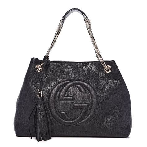 black leather gucci soho shoulder bag|gucci pebbled calfskin medium soho.